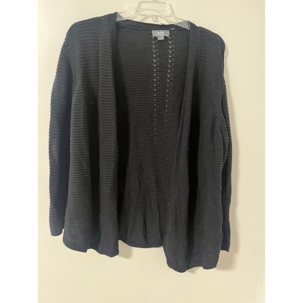 Belle 2X black knit cardigan open front does not button up size 2X